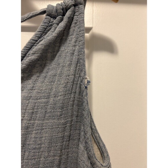 Women's Size Medium Spaghetti Strap Cropped Cotton Wide-Leg Jumpsuit Pockets - Picture 6 of 7